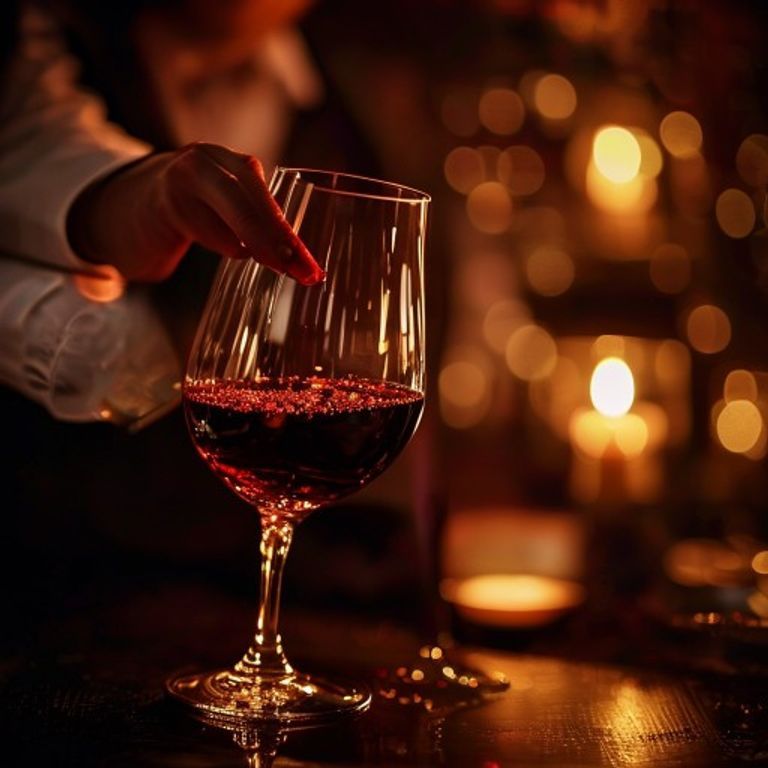 Sommelière schenkt Rotwein ein